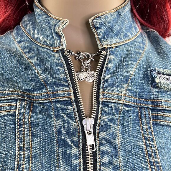 Yonique Embellished Denim Jacket Junior L - Picture 4 of 11